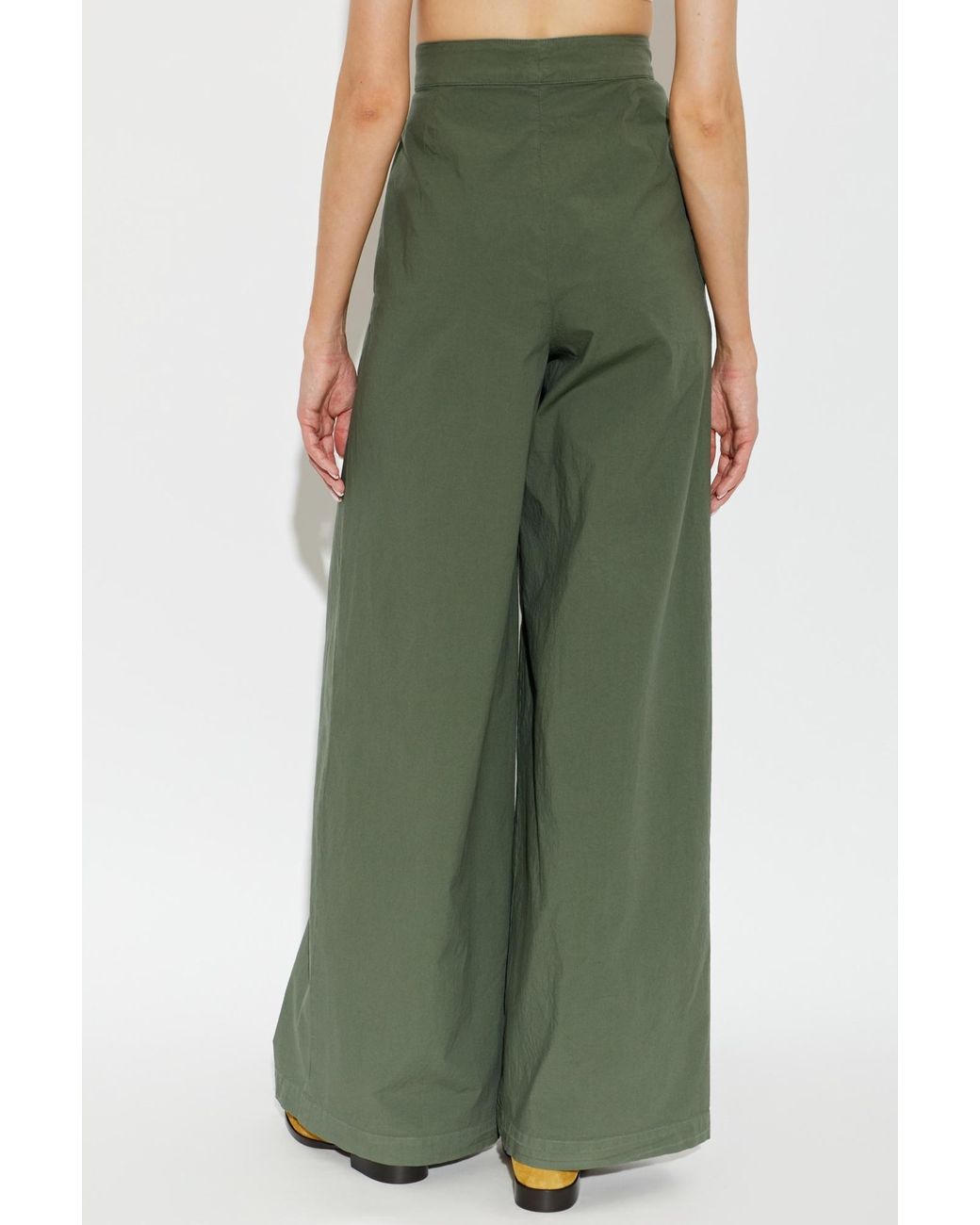 Dries Van Noten Green Wide-Leg Casual Trousers