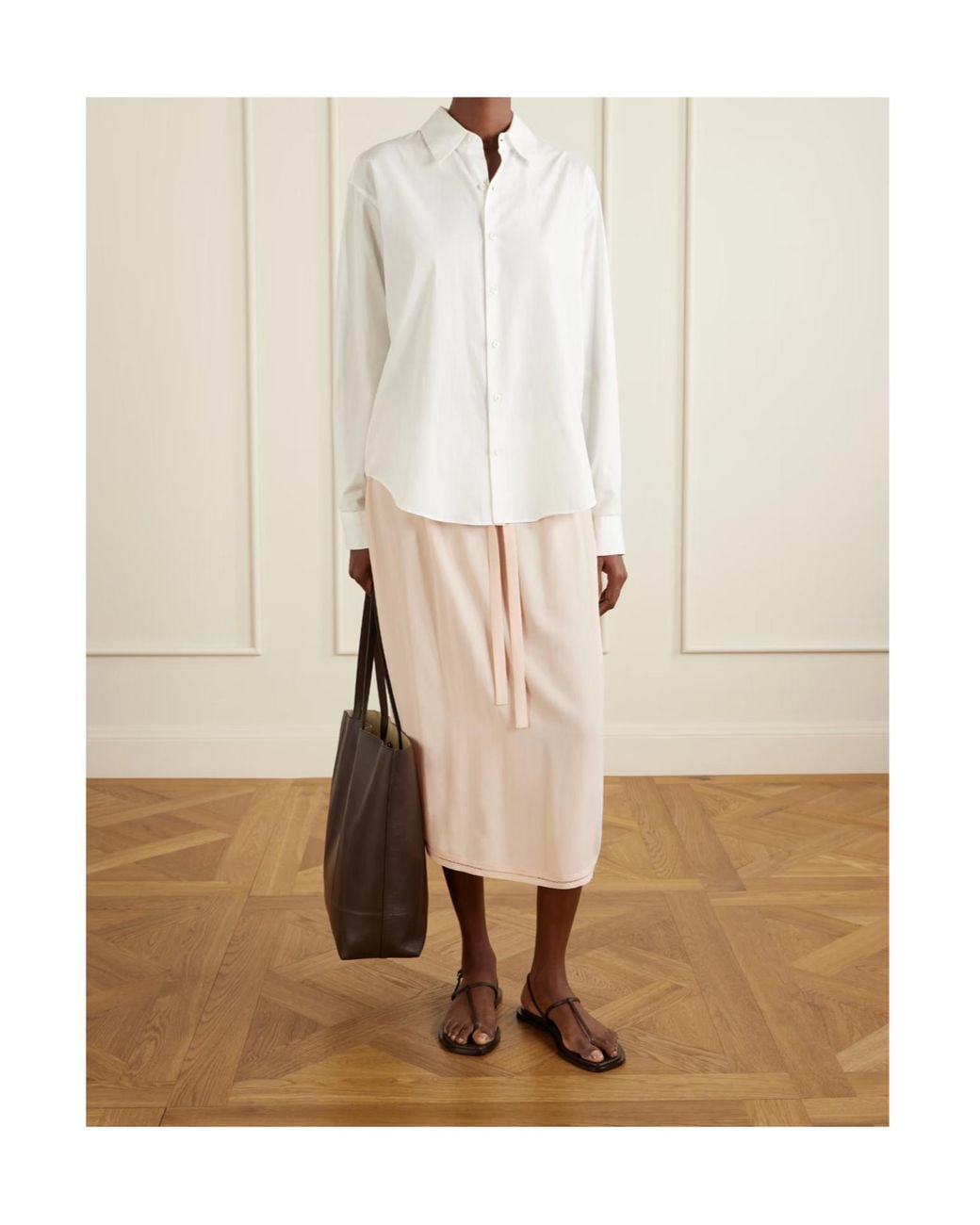 Totême Natural Drawstring-Waist Midi Skirt