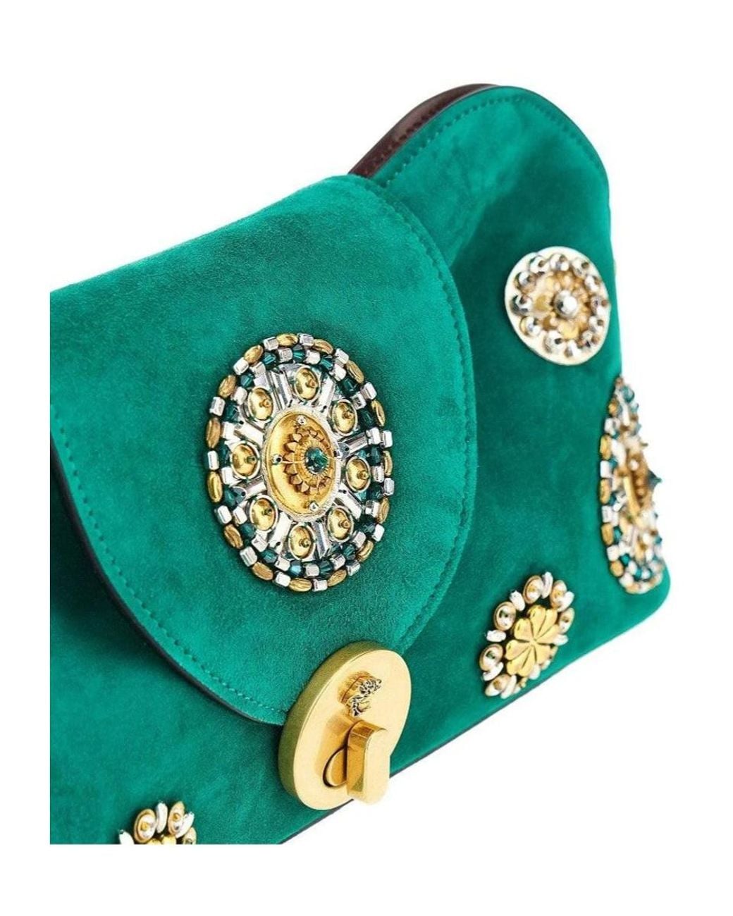 Versace Green Vivian Embellished Shoulder Bag