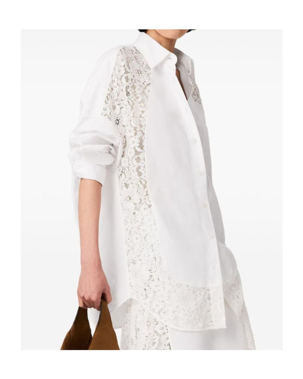 Stella McCartney White Lace-Panelled Cotton Shirt