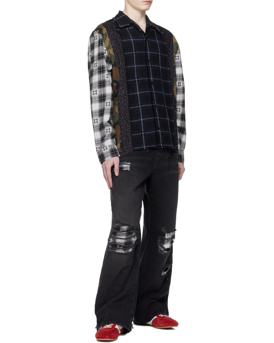 Amiri Black Flannel Repair Baggy Jeans for men