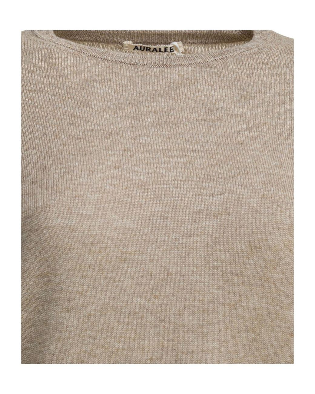 Auralee Natural Cashmere Blend Crew Neck Knit Sweater