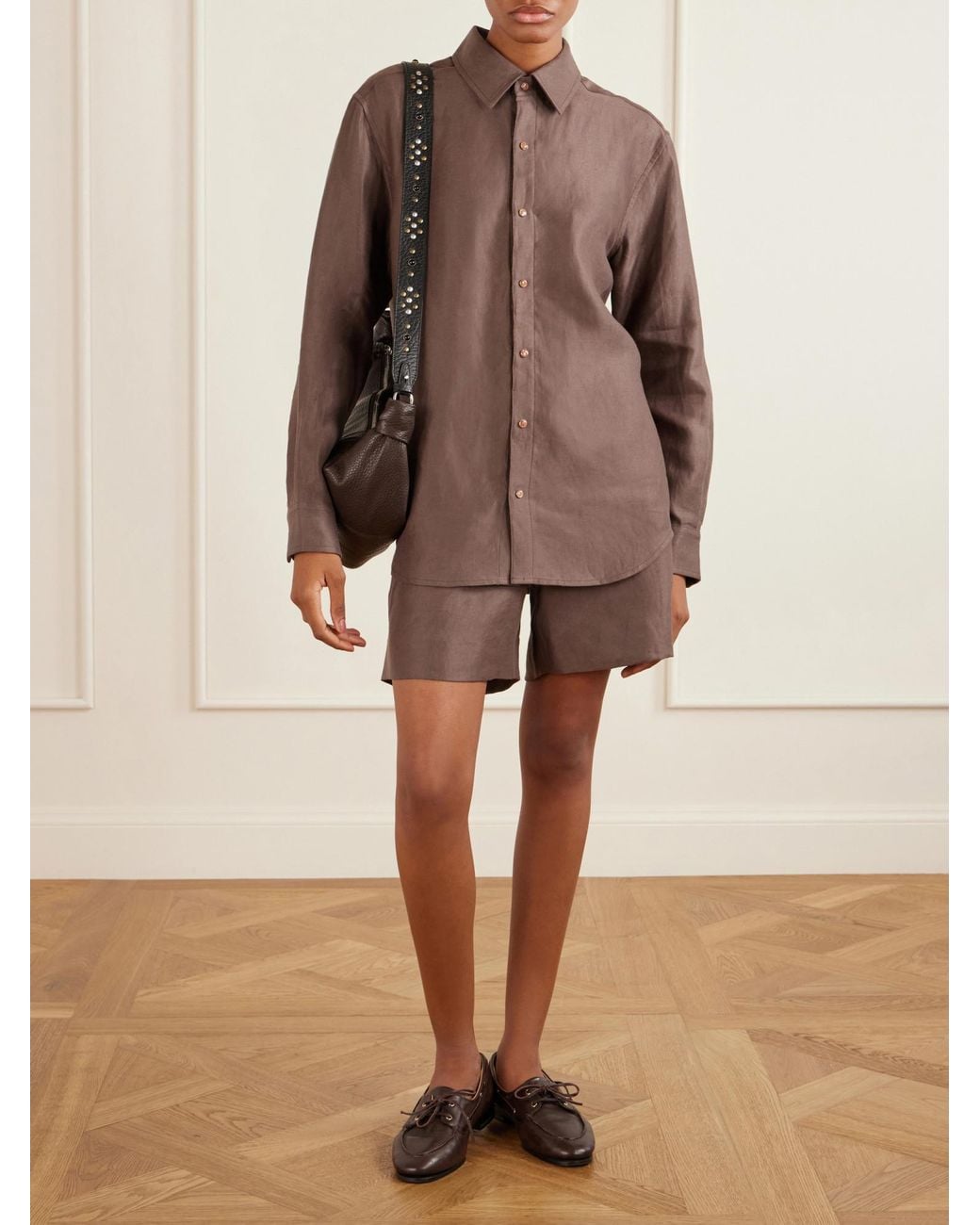God's True Cashmere Brown Cocoa Linen Shirt