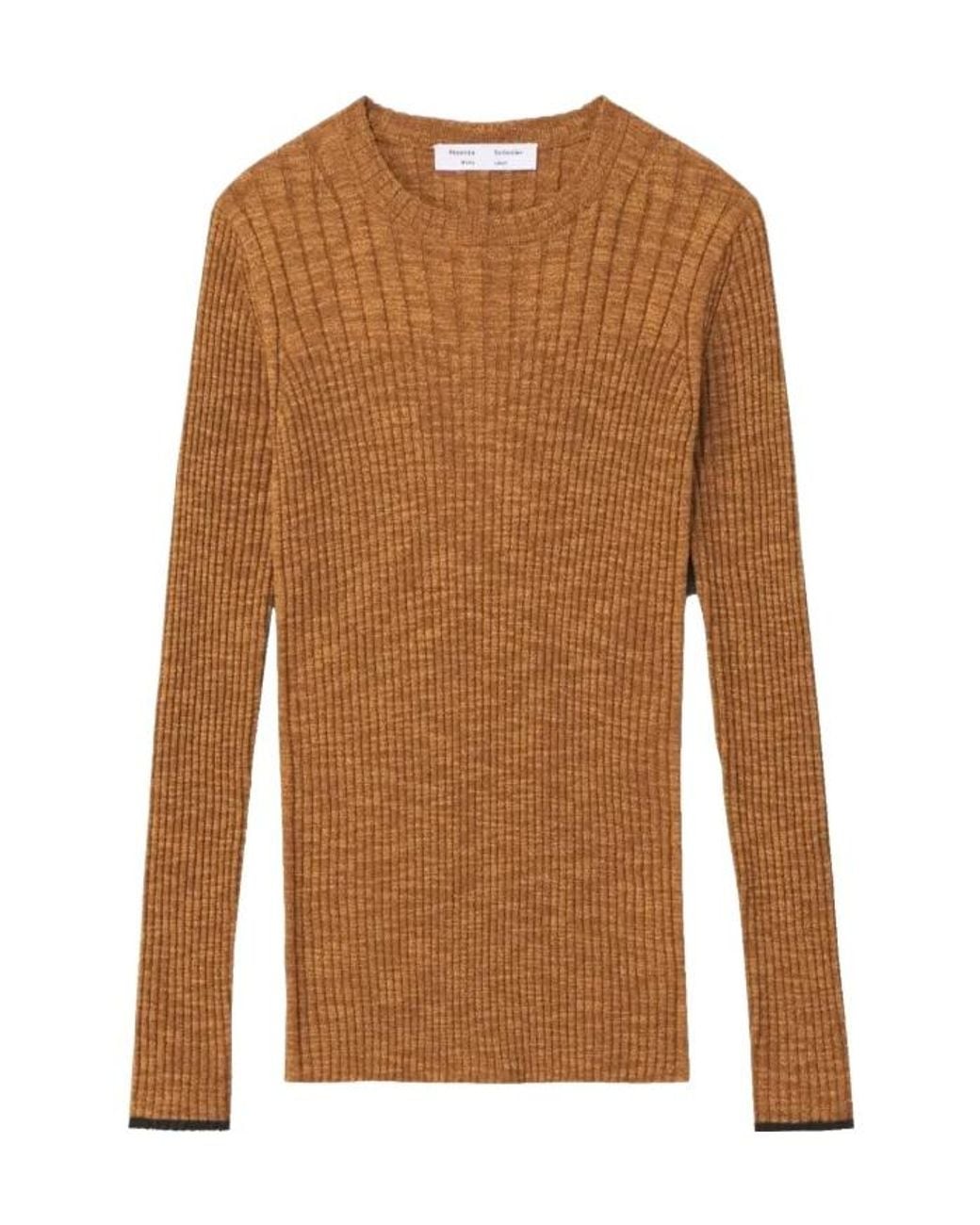 Proenza Schouler Brown Ribbed Open-Back Top