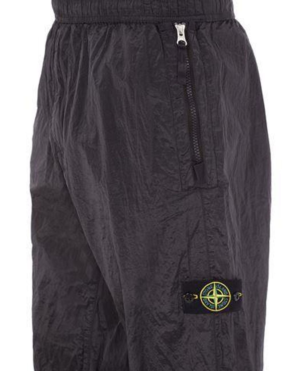Stone Island Black Compass-Motif Track Trousers for men
