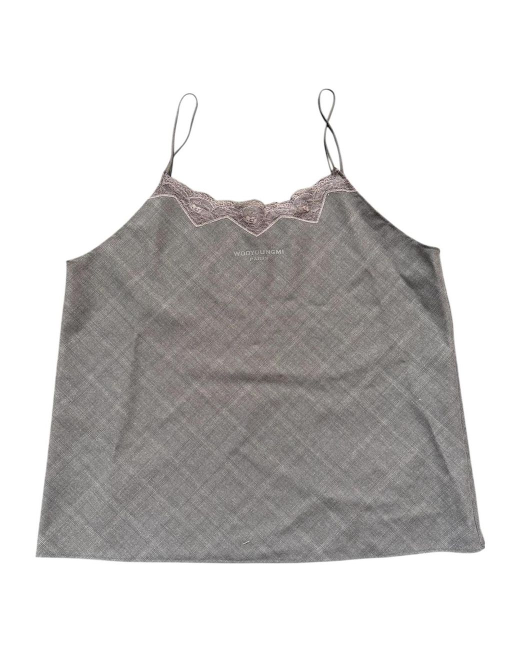 Wooyoungmi Gray Lace Trim Camisole Top