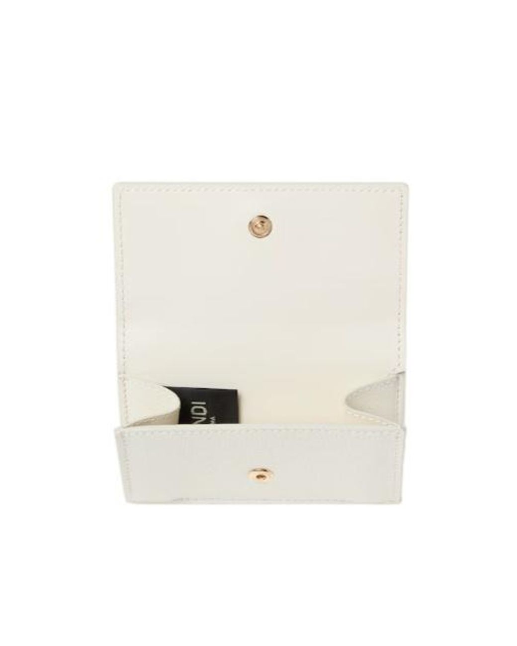 Fendi White Ff Mini Trifold Parchment-Coloured Leather Wallet