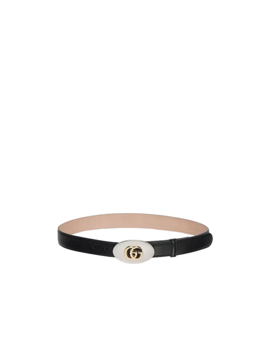 Gucci White Belt With Double G Plaque Buckle