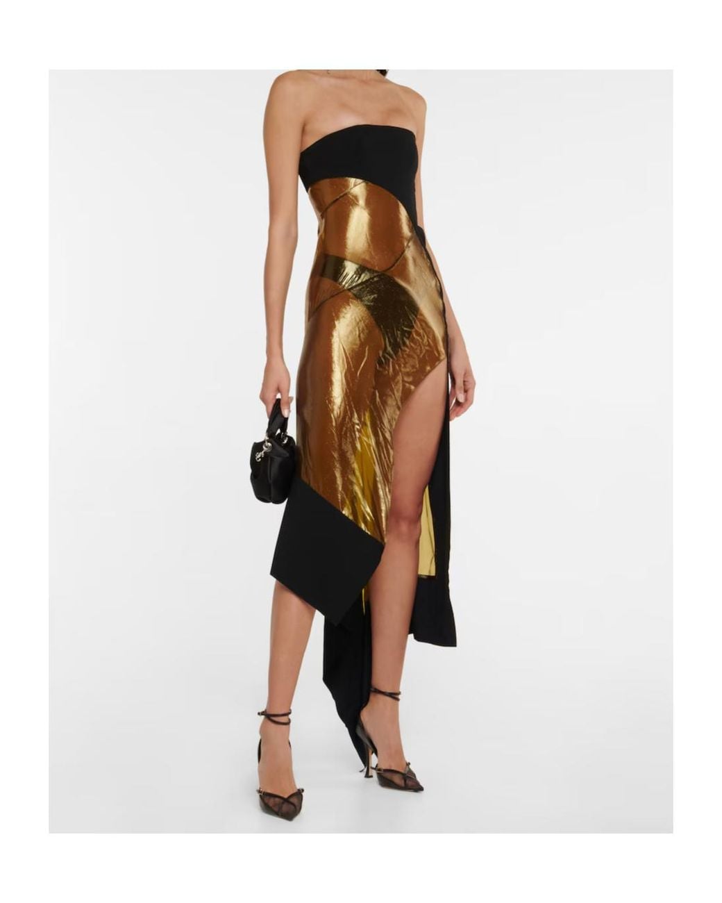Mugler Multicolor Sheer-Paneled Asymmetric Midi Dress