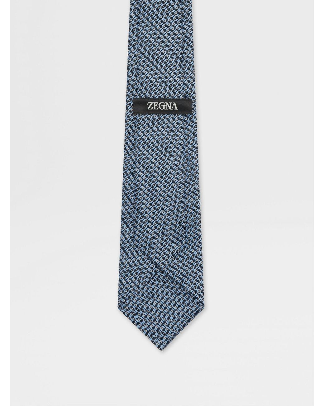 Zegna Blue Geometric-Patterned Jacquard Tie for men