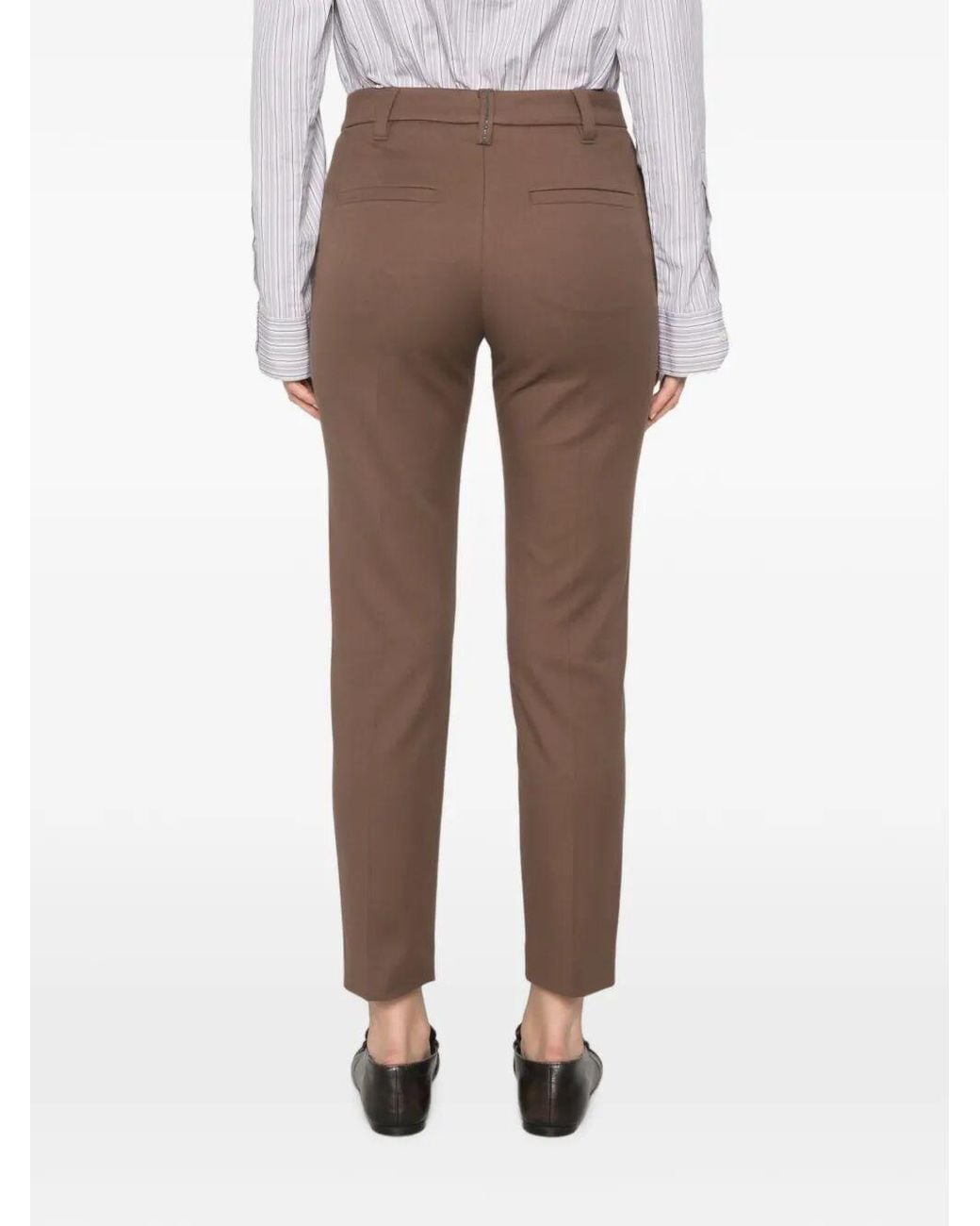 Brunello Cucinelli Brown Belt-Loops Cropped Trousers