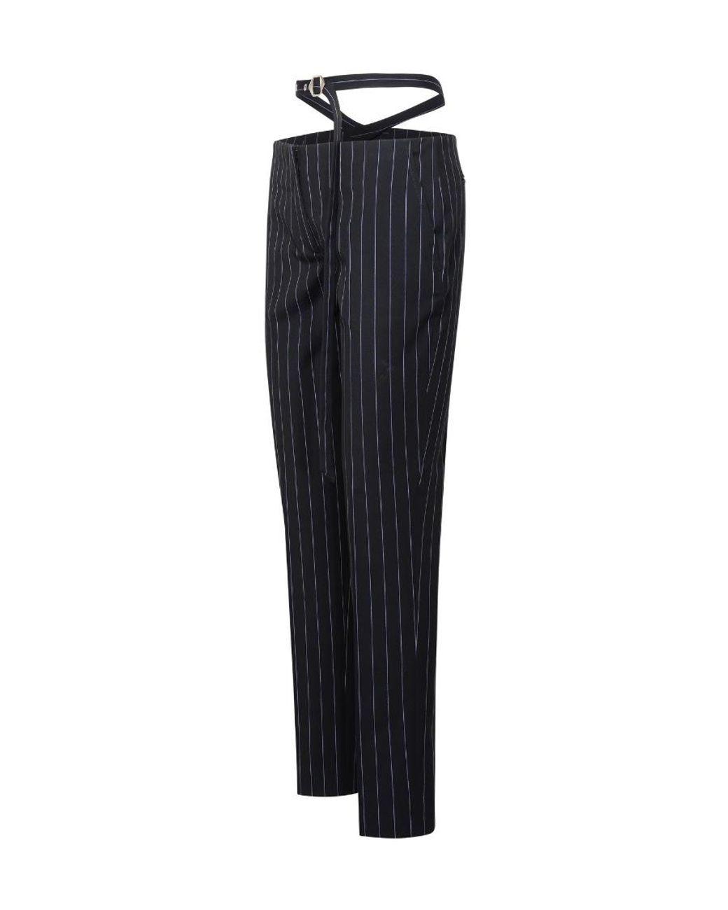 The Attico Blue The Cut-Out Waist Striped Pants