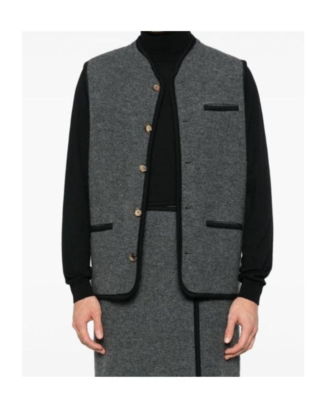 Rier Gray Long-Sleeved Single-Breasted Vest for men