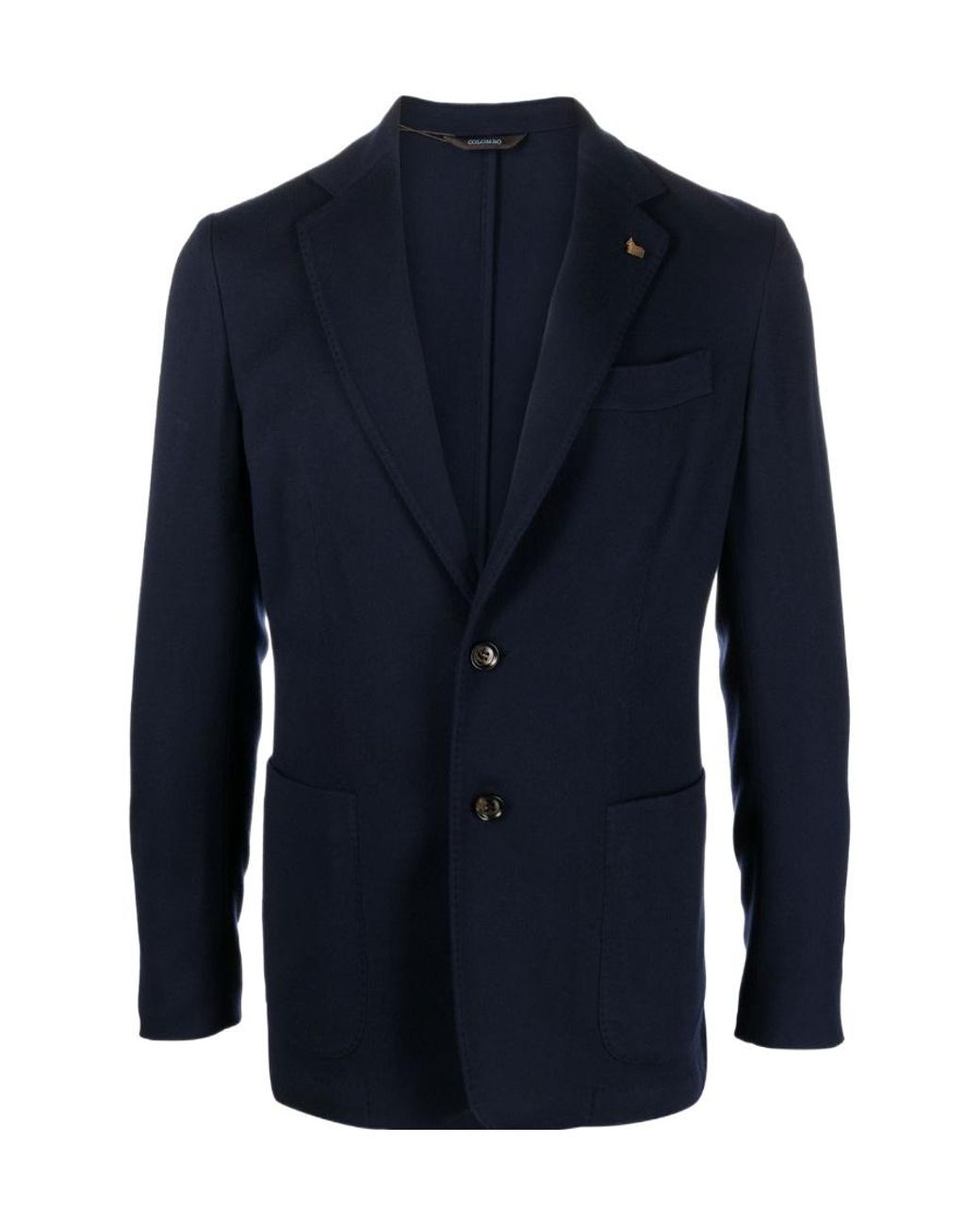 Colombo Blue Single-Breasted Wool Blazer for men
