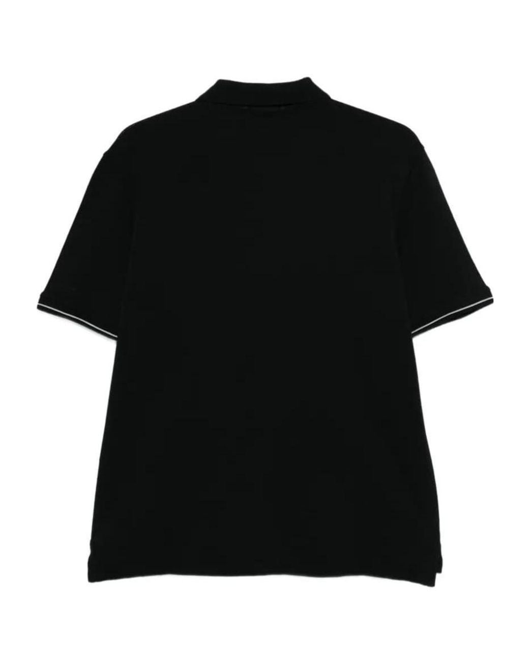 C P Company Black Logo Embroidered Short Sleeved Polo Shirt for men