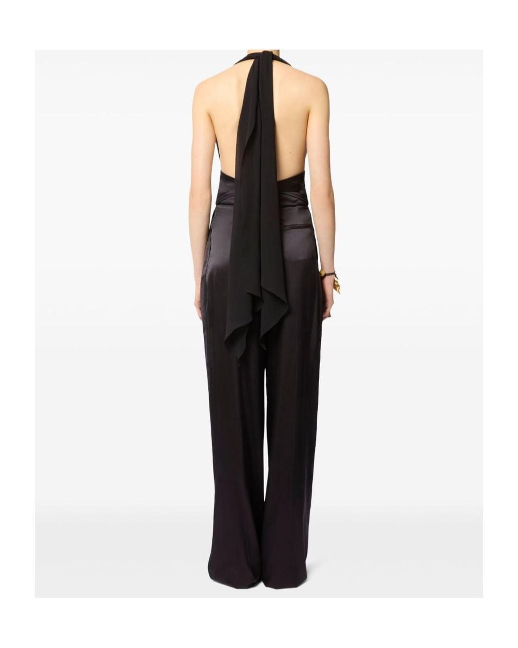 Nina Ricci Black V-Neck Bow-Detail Silk Blouse