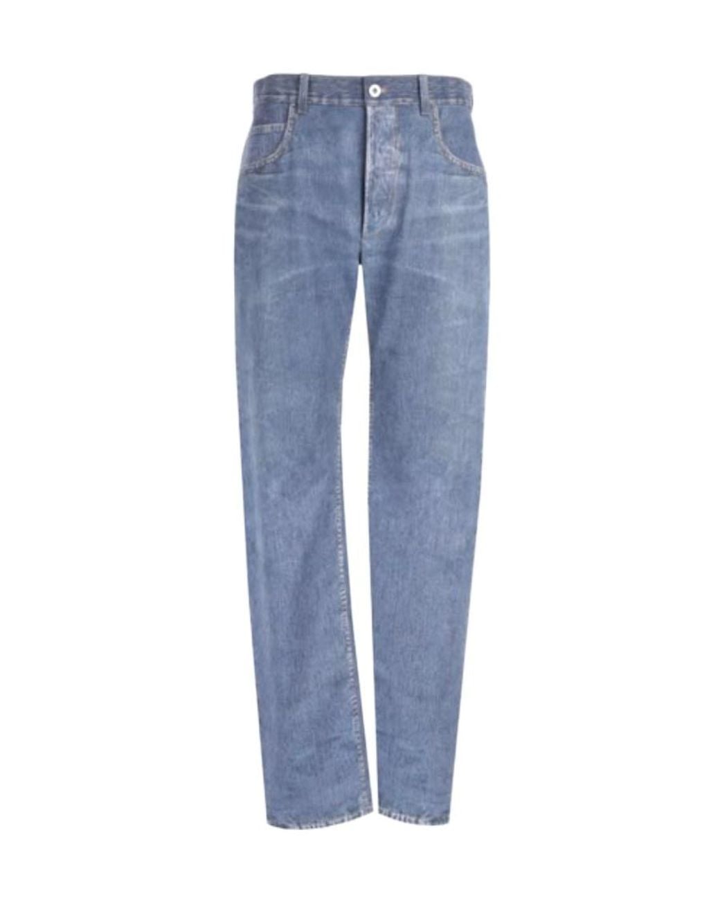 Bottega Veneta Blue Straight-Leg Leather Jeans