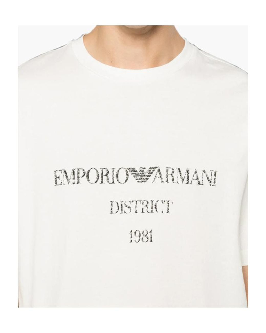Emporio Armani White Logo Print T-Shirt for men