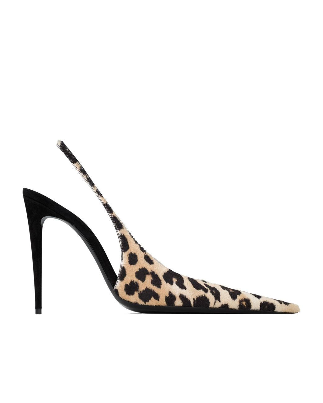 Saint Laurent White Leopard Patterned Slingback Pumps