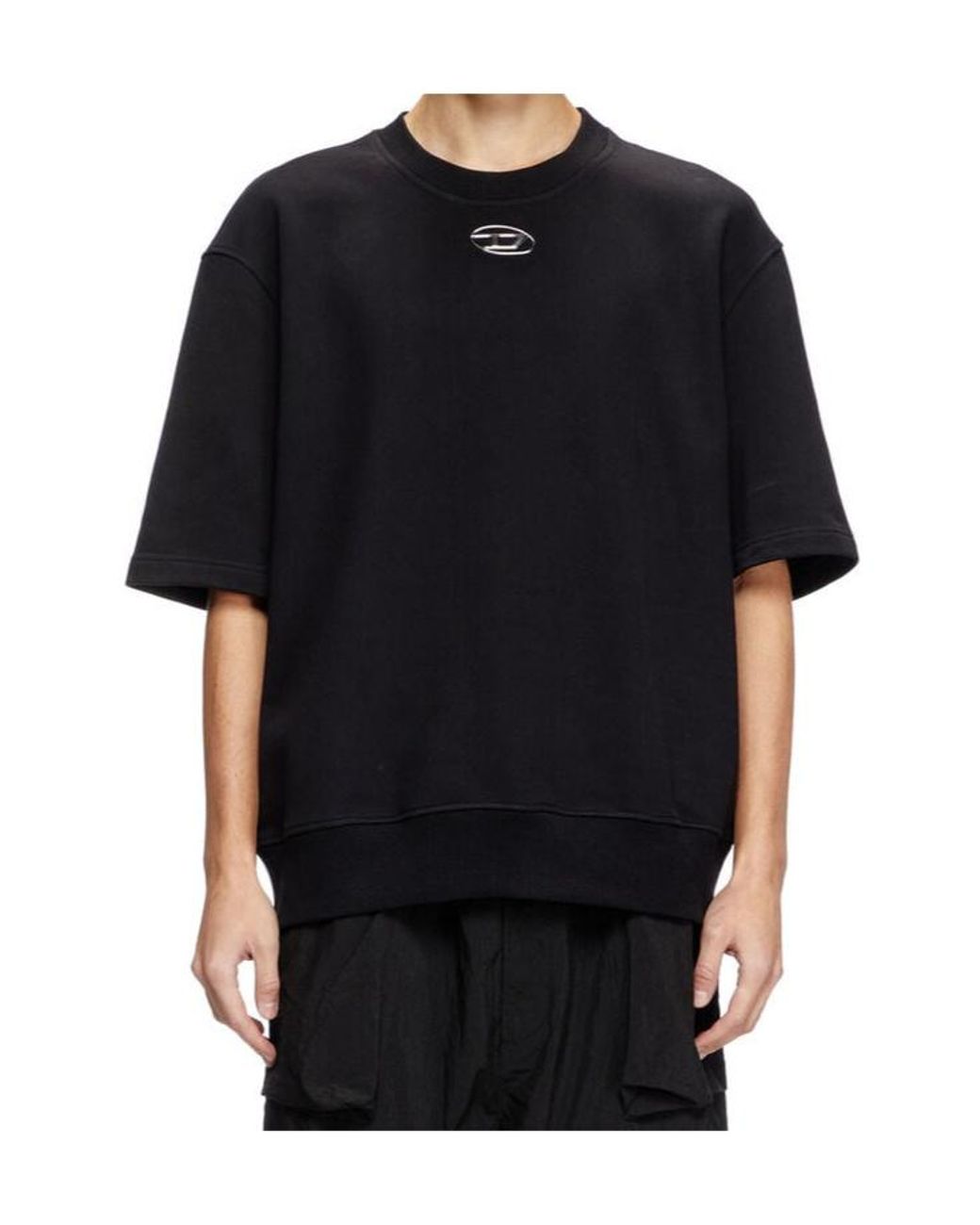 DIESEL Black Oval-D Half-Sleeved T-Shirt for men