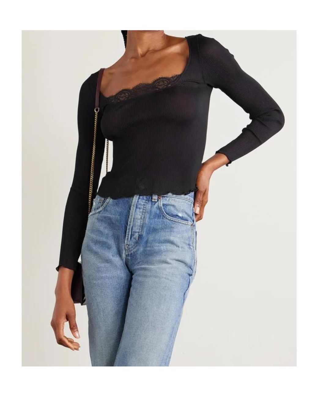 Saint Laurent Black Long-Sleeved Top