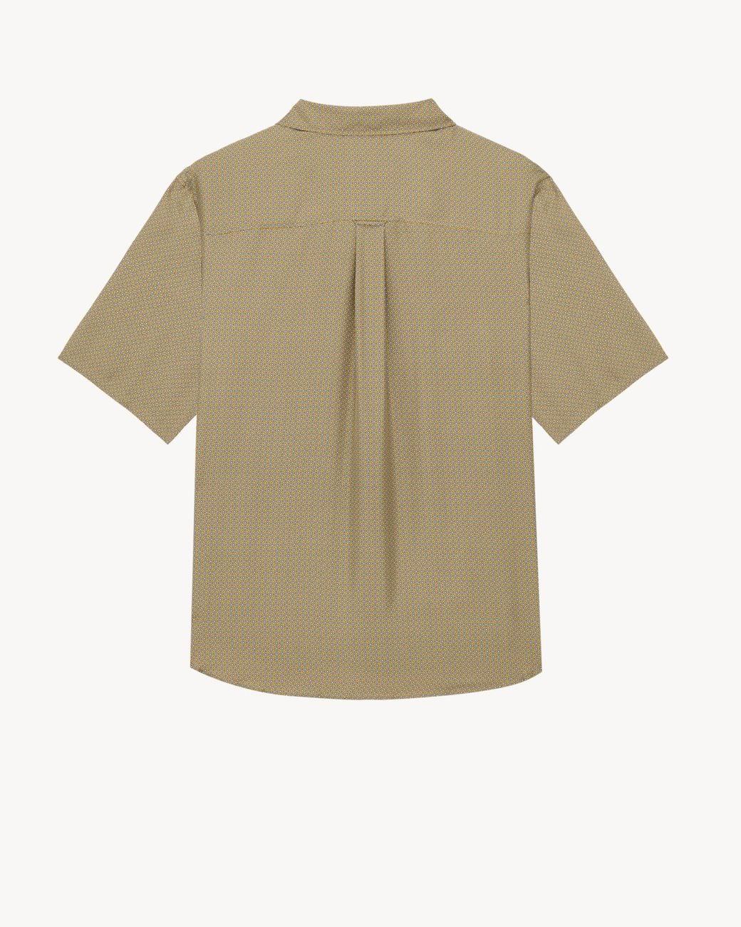 Saint Laurent Natural Geometric Silk Short-Sleeve Shirt for men