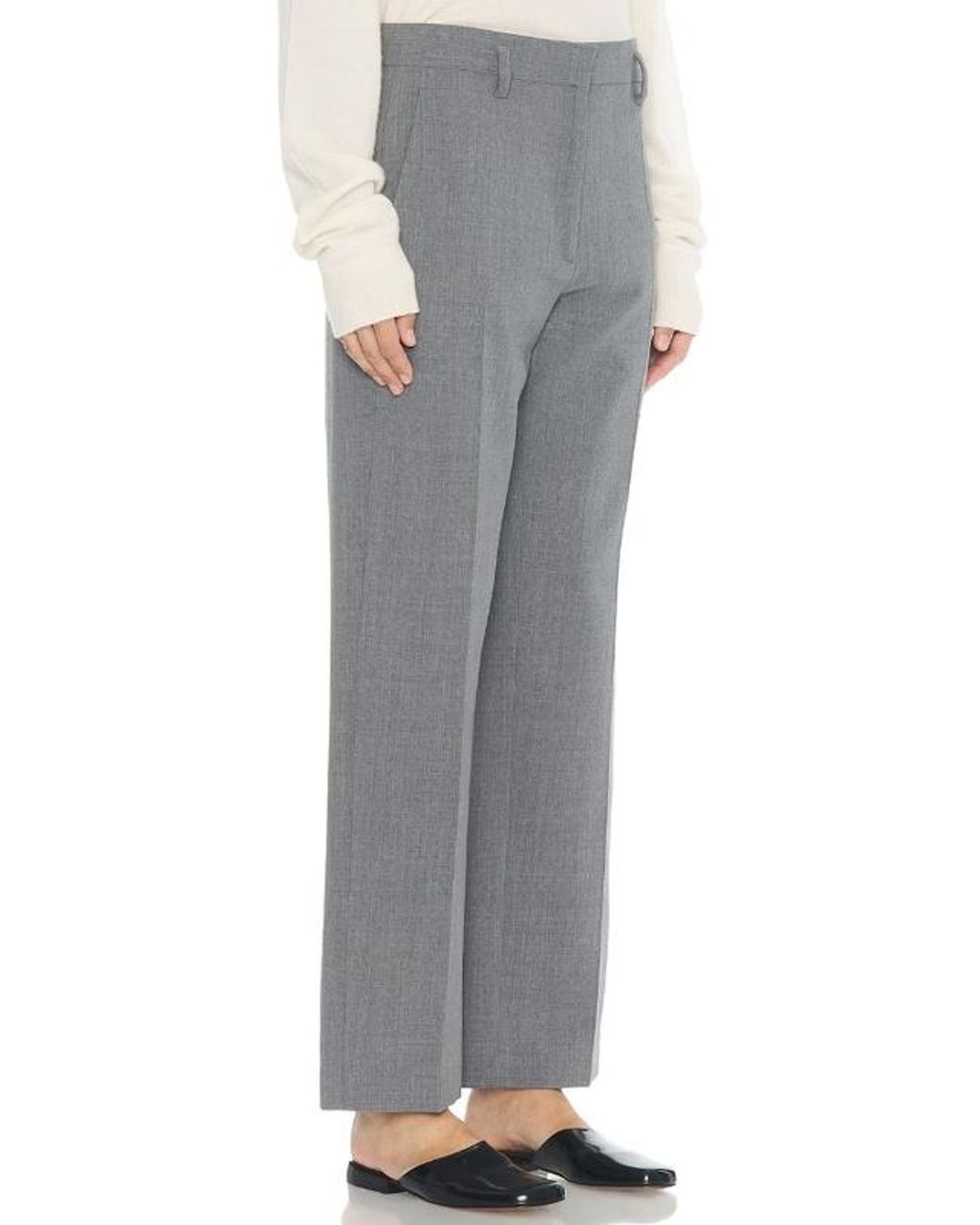 The Row Gray Wool Zip Trousers