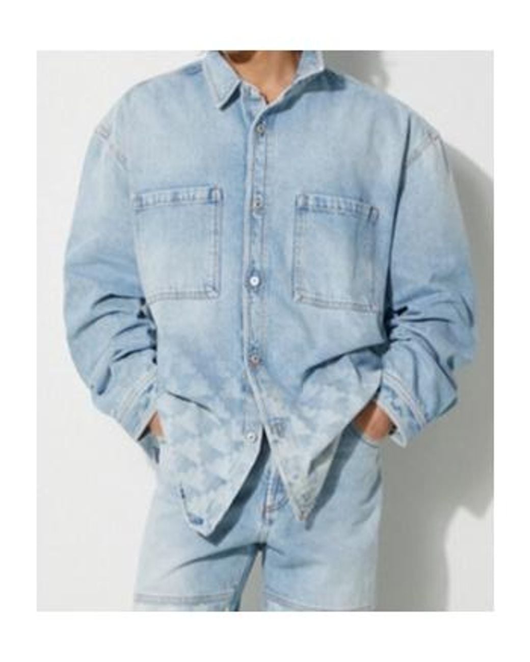 Marcelo Burlon Blue Laser Cross Denim Overshirt for men