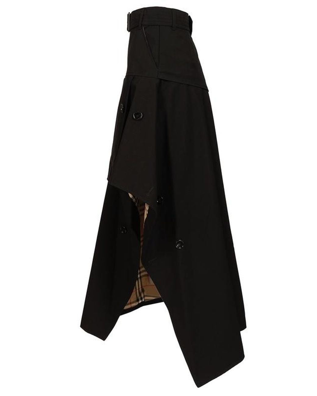 Burberry Black Belted Asymmetric Trench Skirt