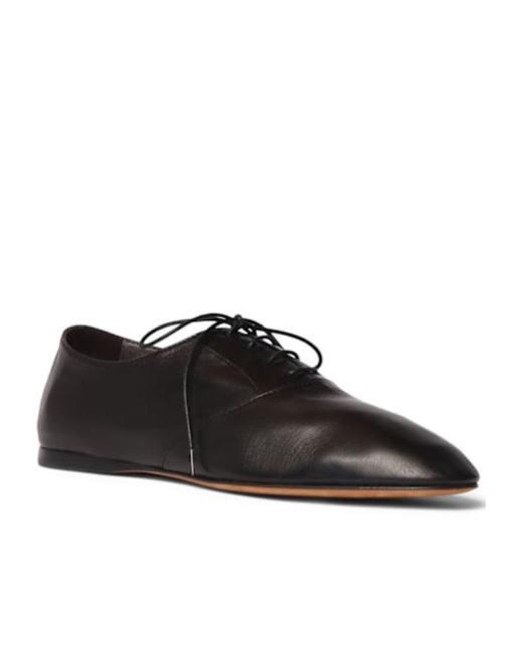The Row Black Awar Leather Lace-Up Shoes