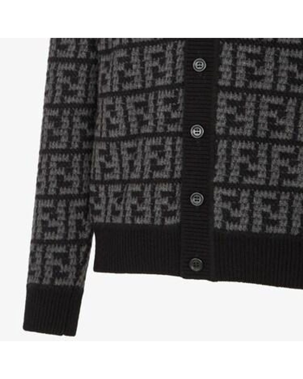 Fendi Black Monogrammed Button-Up Cardigan for men