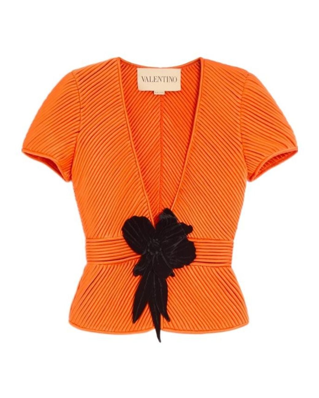 Valentino Orange Embroidered Tulle Illusion Jacket