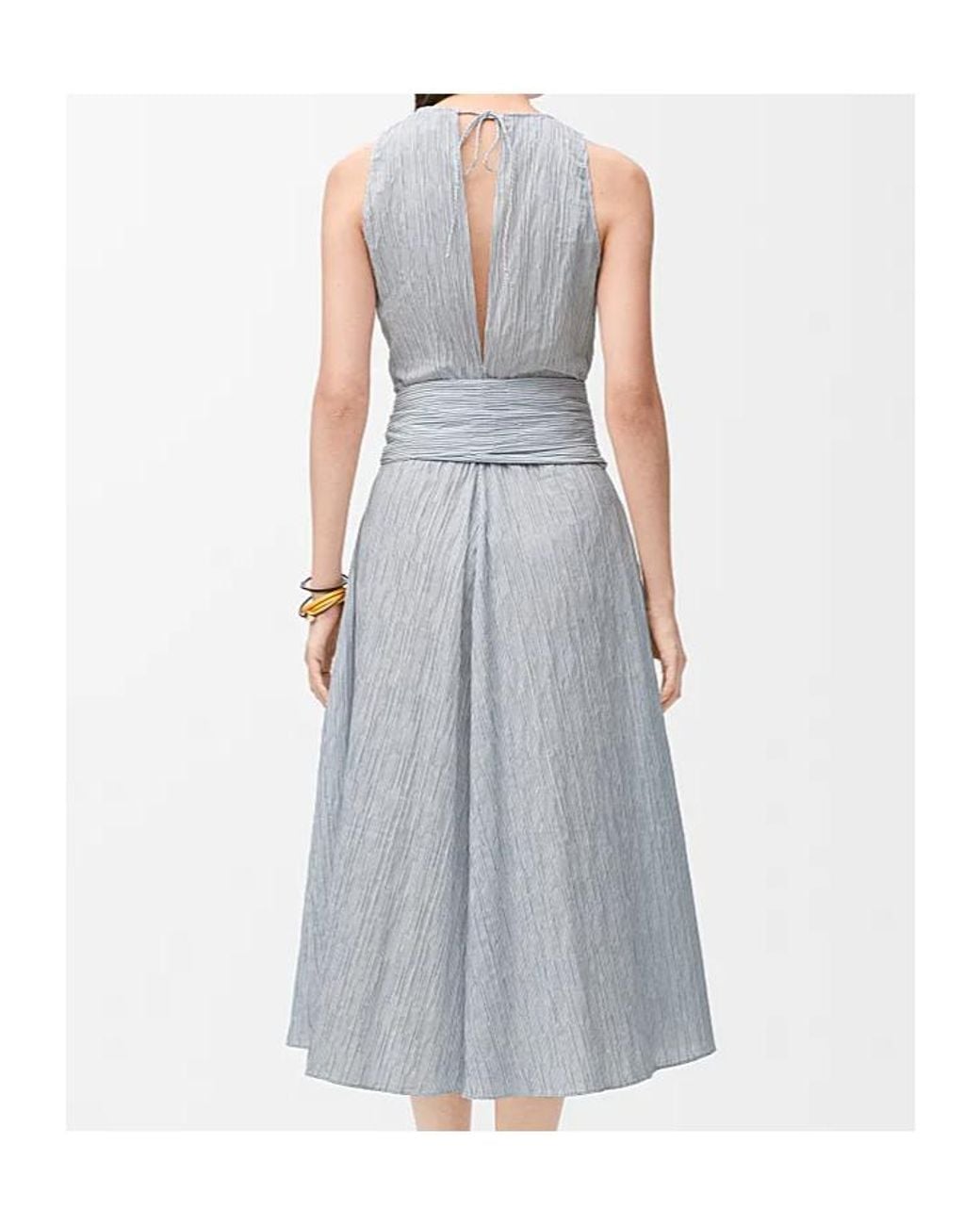 Loewe White Striped Asymmetric Hem Dress