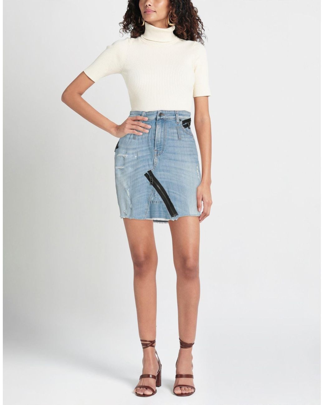 Dolce & Gabbana Blue Denim Flared Skirt