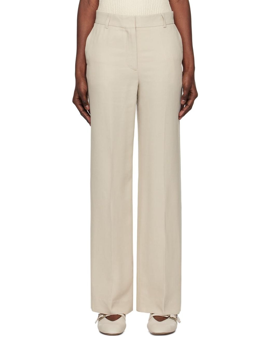 Totême  Gray Totême Straight Leg Relaxed Pants