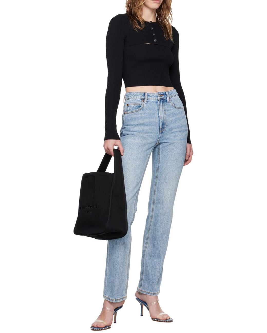 Alexander Wang Black アレキサンダーワン クロップドニットトップ
