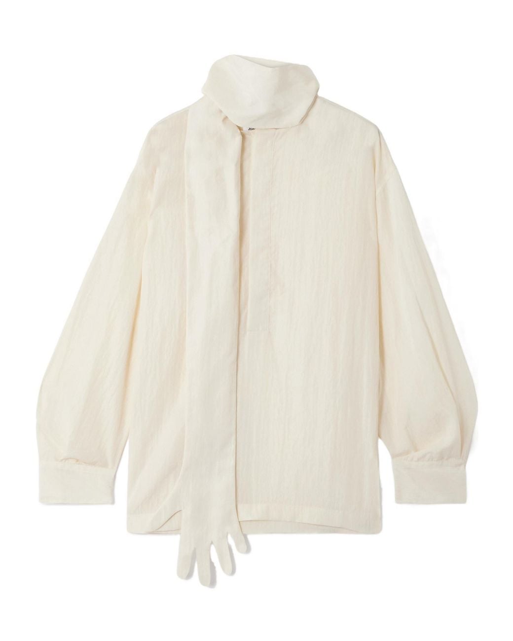 Jean Paul Gaultier Natural The Glove Scarf-Detailed Lyocell-Blend Poplin Blouse