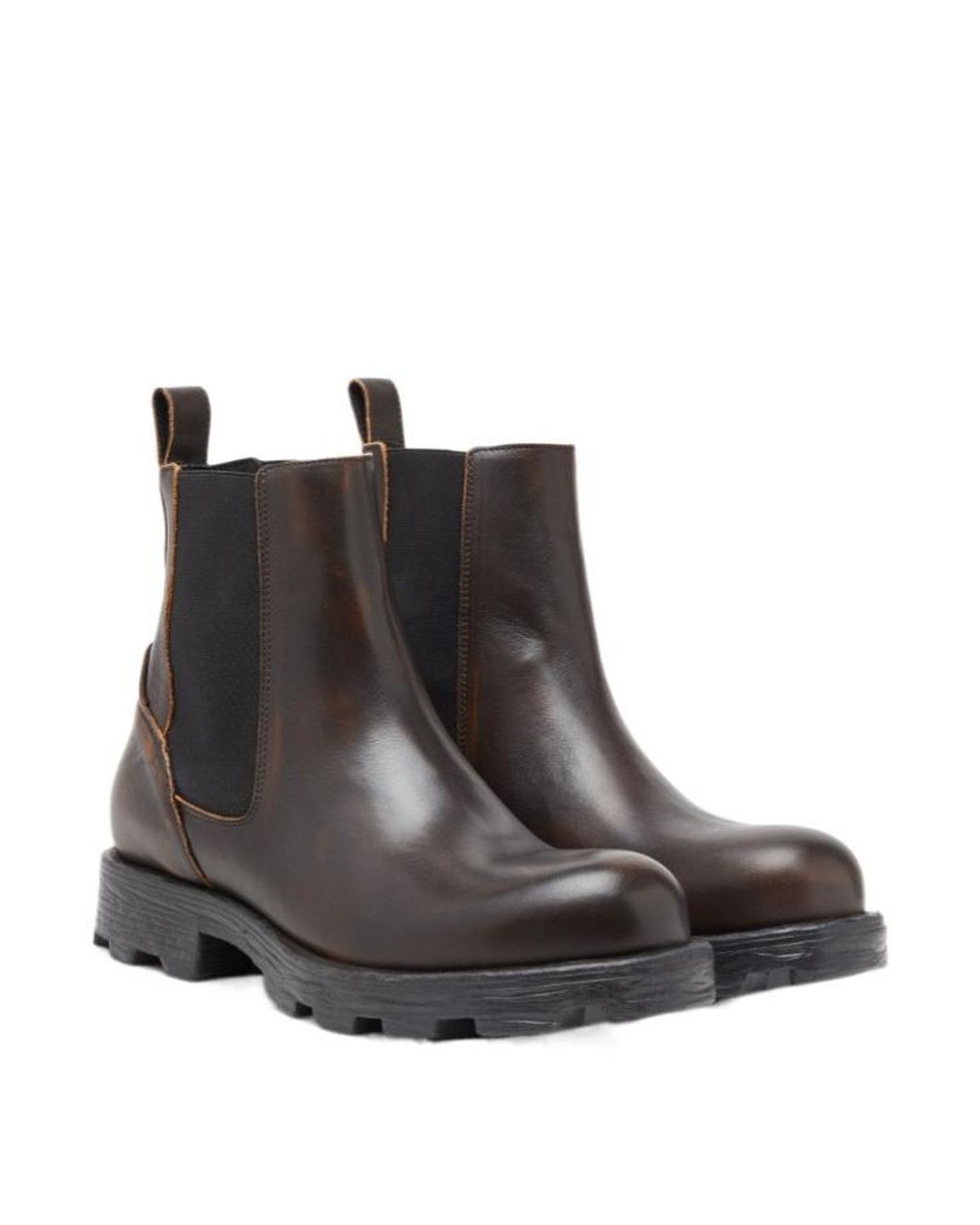 DIESEL Brown D-Hammer Round Toe Boots for men