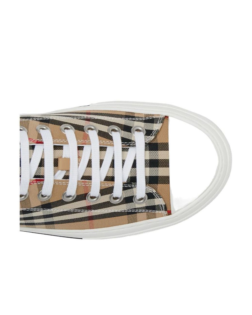 Burberry White Checked Lace-Up Sneakers