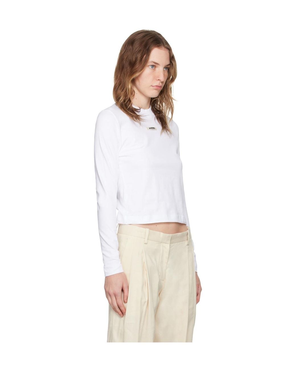 Jacquemus White Logo Patch Long-Sleeve Top