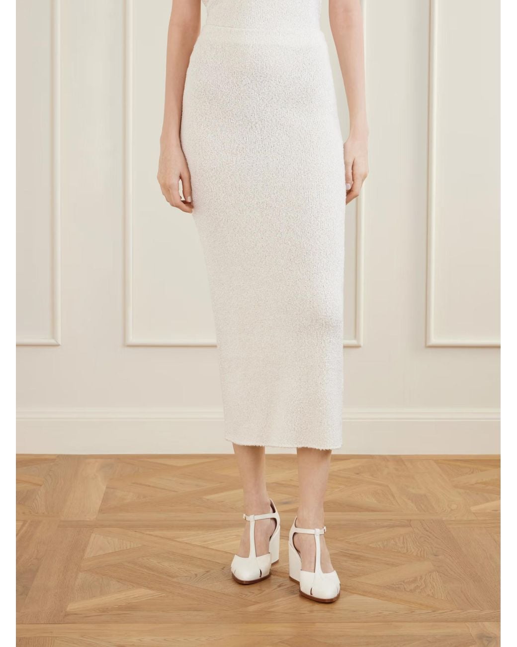 Gabriela Hearst White Terranova Silk Midi Skirt