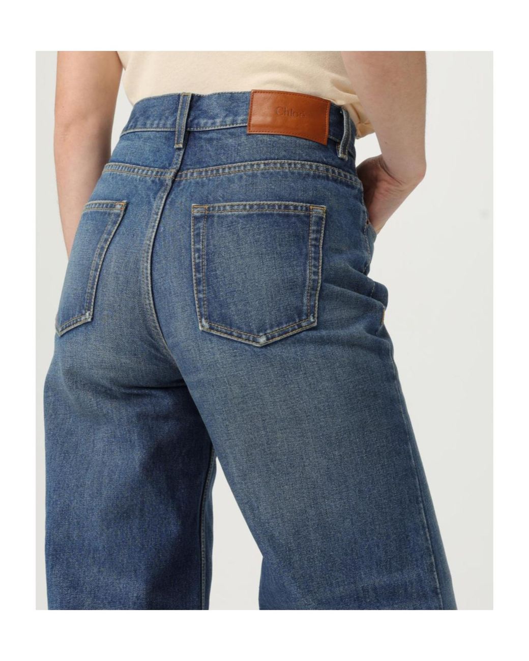 Chloé Blue Chloé Logo Patch Flared Jeans