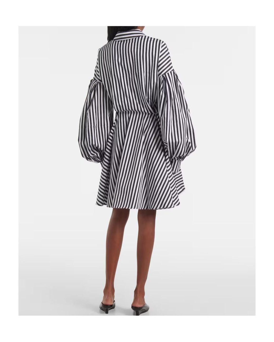 Nina Ricci Gray Striped Poplin Midi Dress