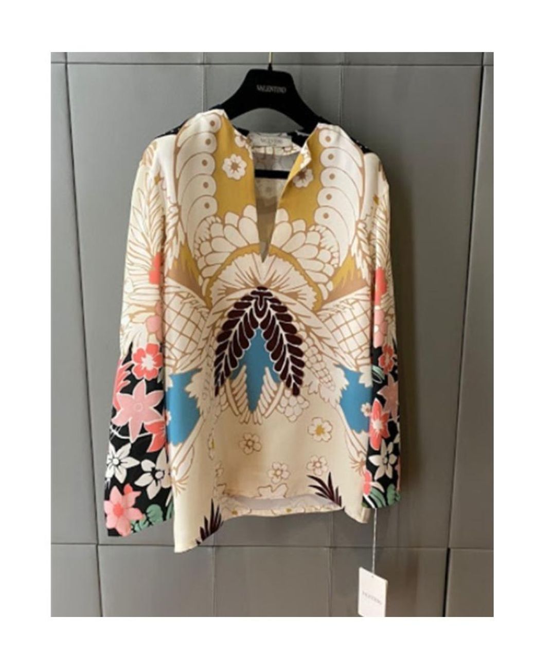 Valentino White Abstract Pattern Print Blouse