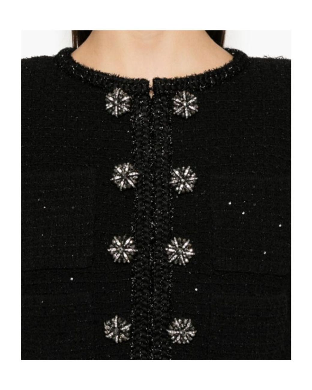 Self-Portrait Black Crew Neck Long-Sleeved Jacket