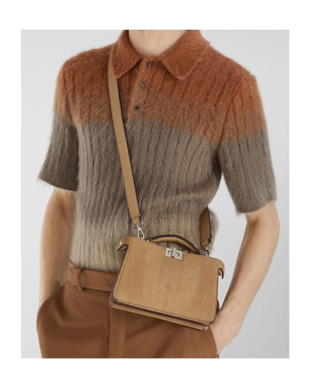 Fendi Natural Peekaboo Iseeu X-Cross Nubuck Lizard Leather Bag for men