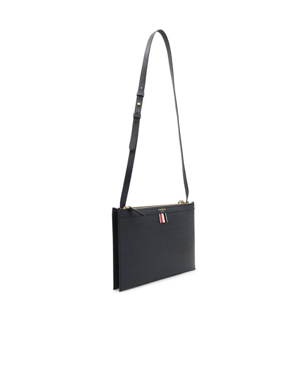 Thom Browne White Logo-Print Leather Cross Body Bag