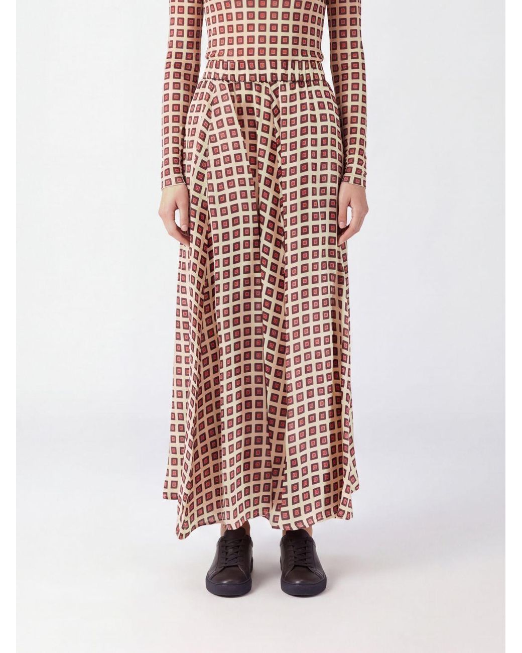 Aspesi Multicolor Geometric Pleated Skirt
