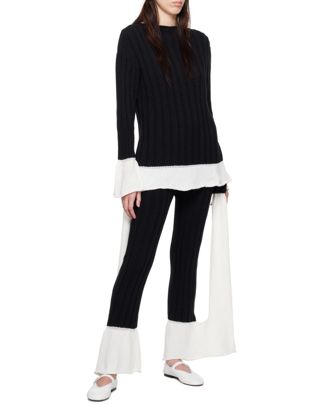 Issey Miyake Black Behind The Scenes Flounced Edge Sweater