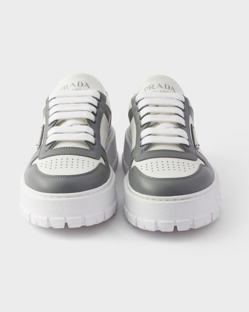 Prada Gray Leather Sneakers for men